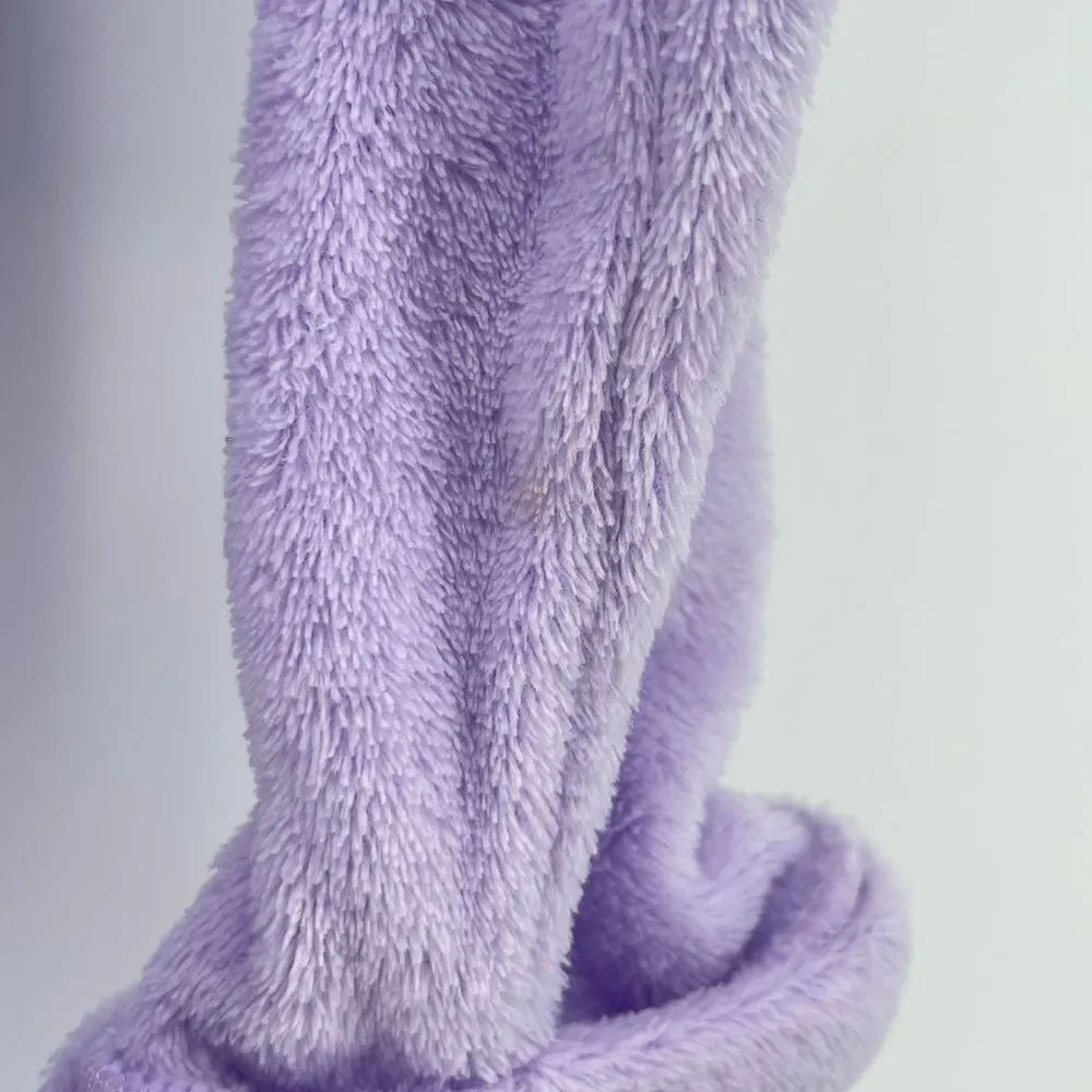 Sol Sleep Girl’s Purple Plush Fleece Open Front Belted Long Sleeve Robe Size 6